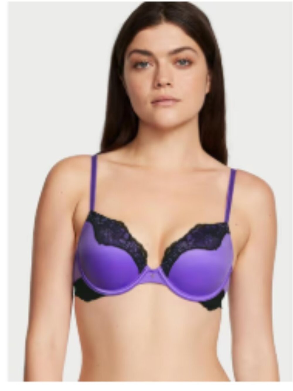 Purple Victroias Secret push up bra with black lace size 34B